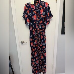 LuLaRoe Navy and Pink Floral Dress